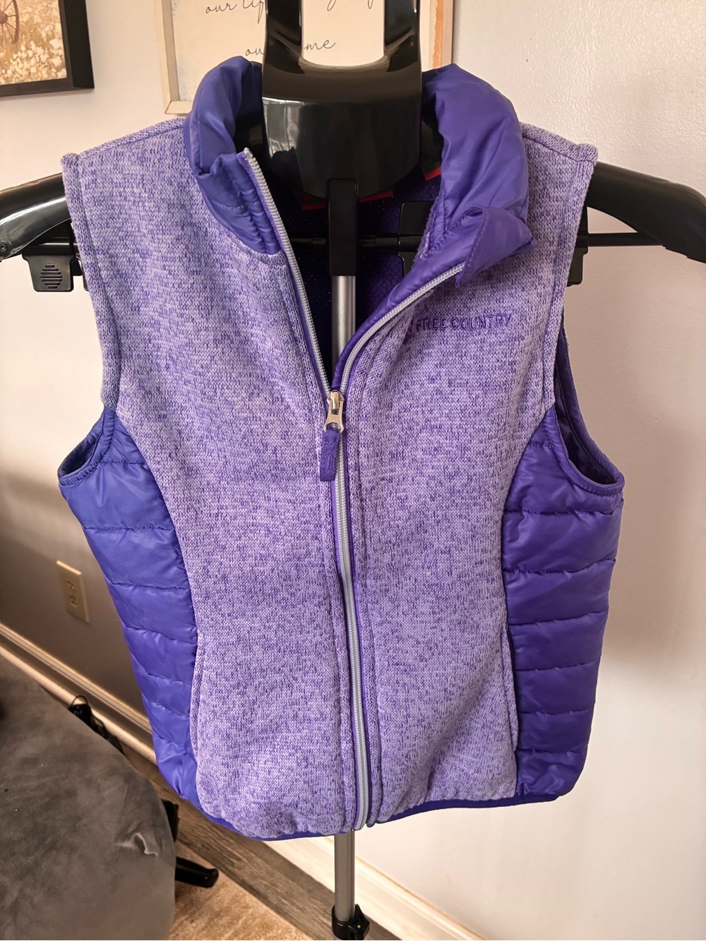 Free Country Purple Quilted & Fleece Kids Vest